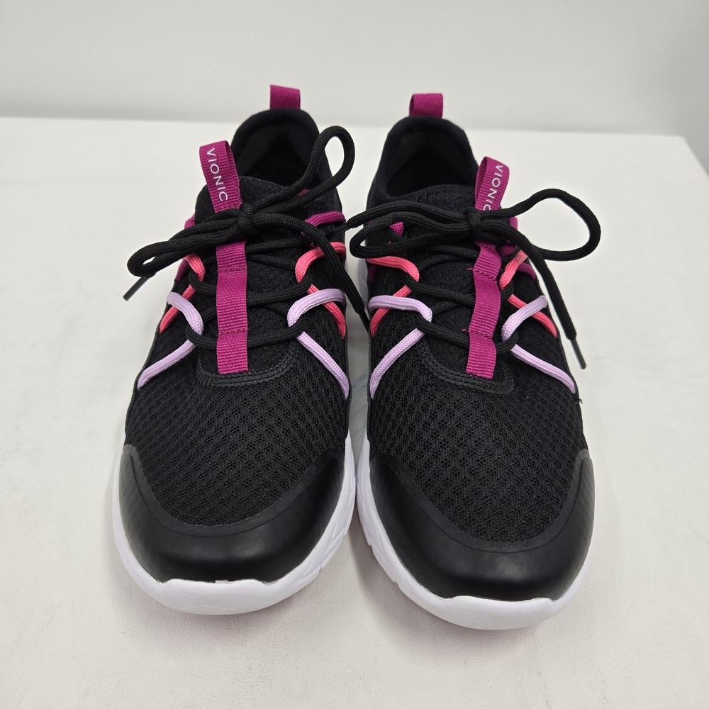 Vionic Zeliya Black Pink Knit Sneakers Orthotic Shoes Women's Size 6